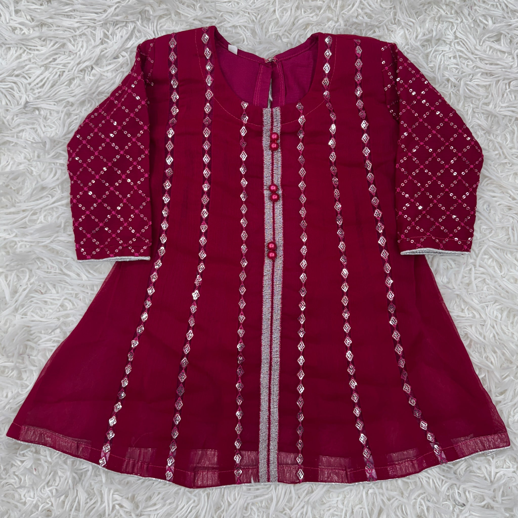 Girls 3-Piece A-Line Style Sheer Embroidered Outfit – Formal Wear