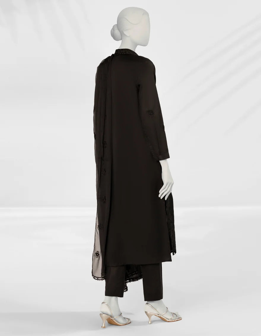 J. Black Liminal Embroidered 3-Piece Stitched Suit with Chiffon Dupatta