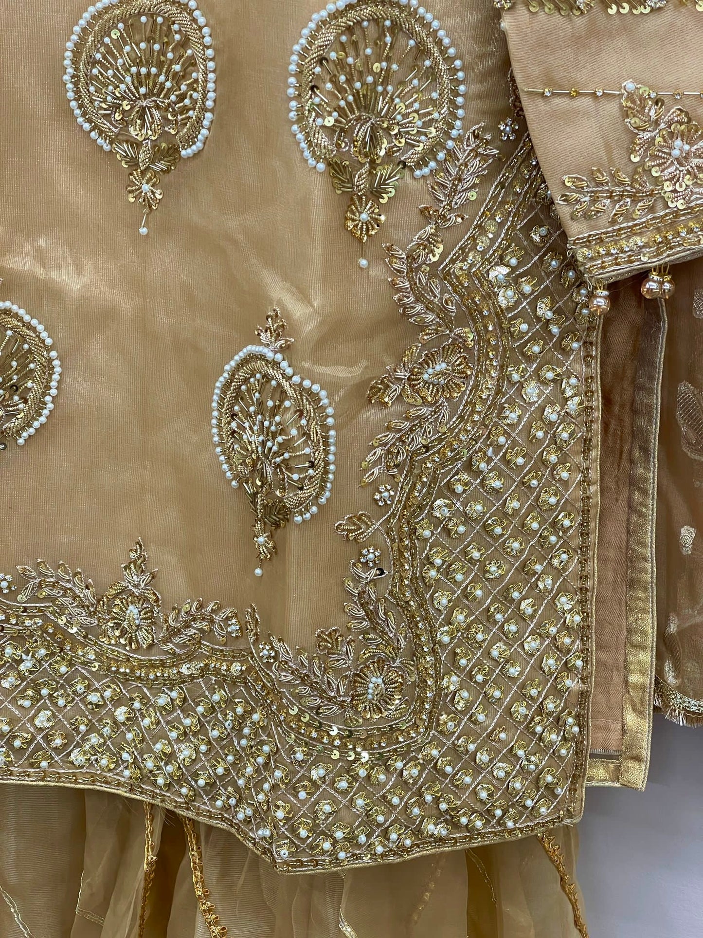 Organza Full Flair Gharara 3PC Beige