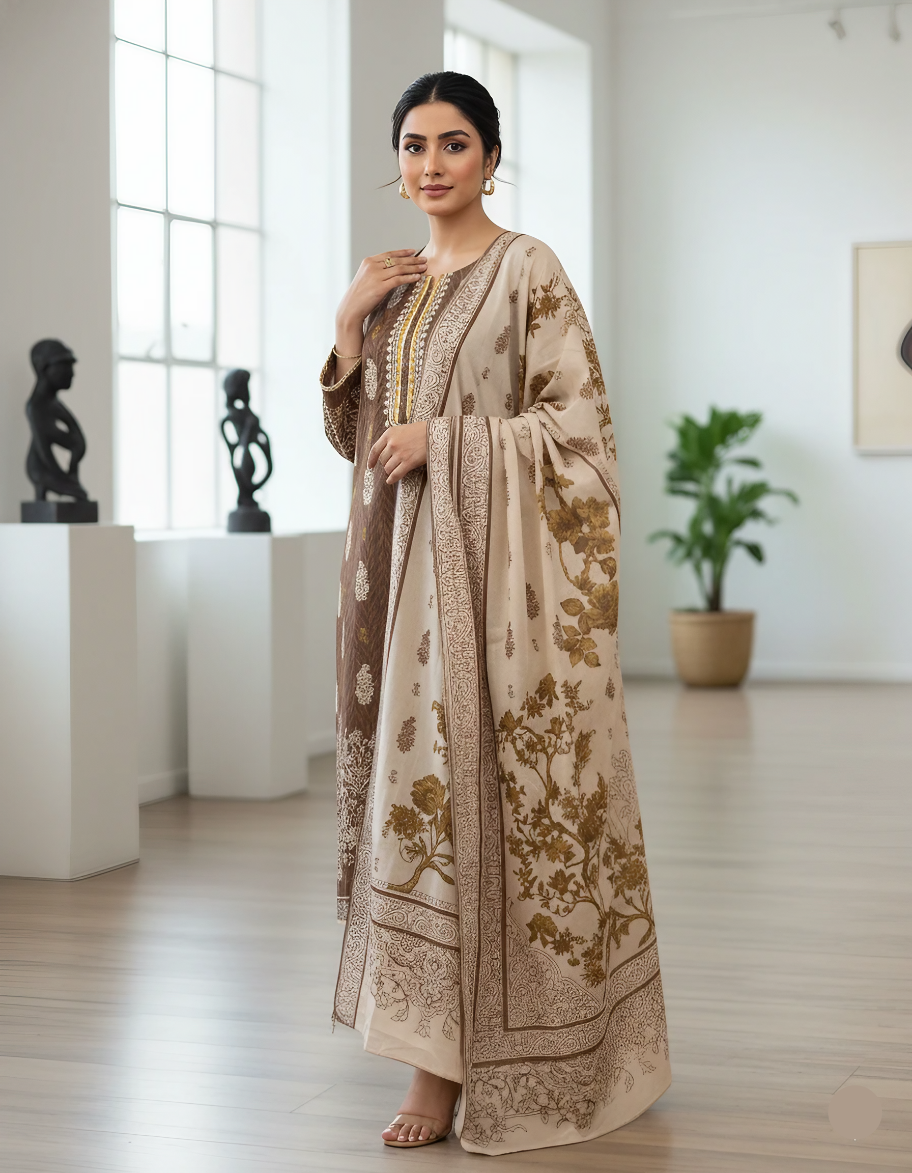 Women’s 2PC Lawn Printed Suit – Shirt & Dupatta | Casual Summer Wear