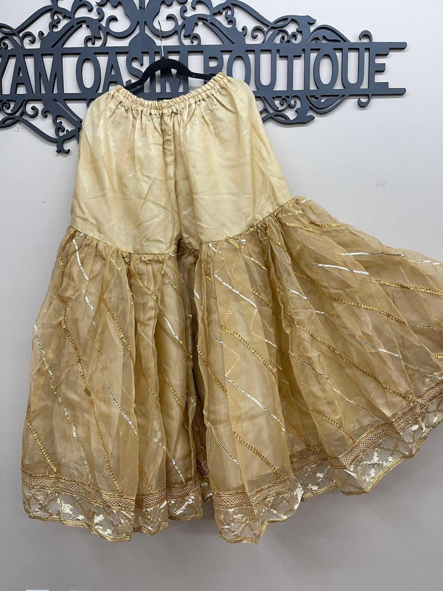 Organza Full Flair Gharara 3PC Beige