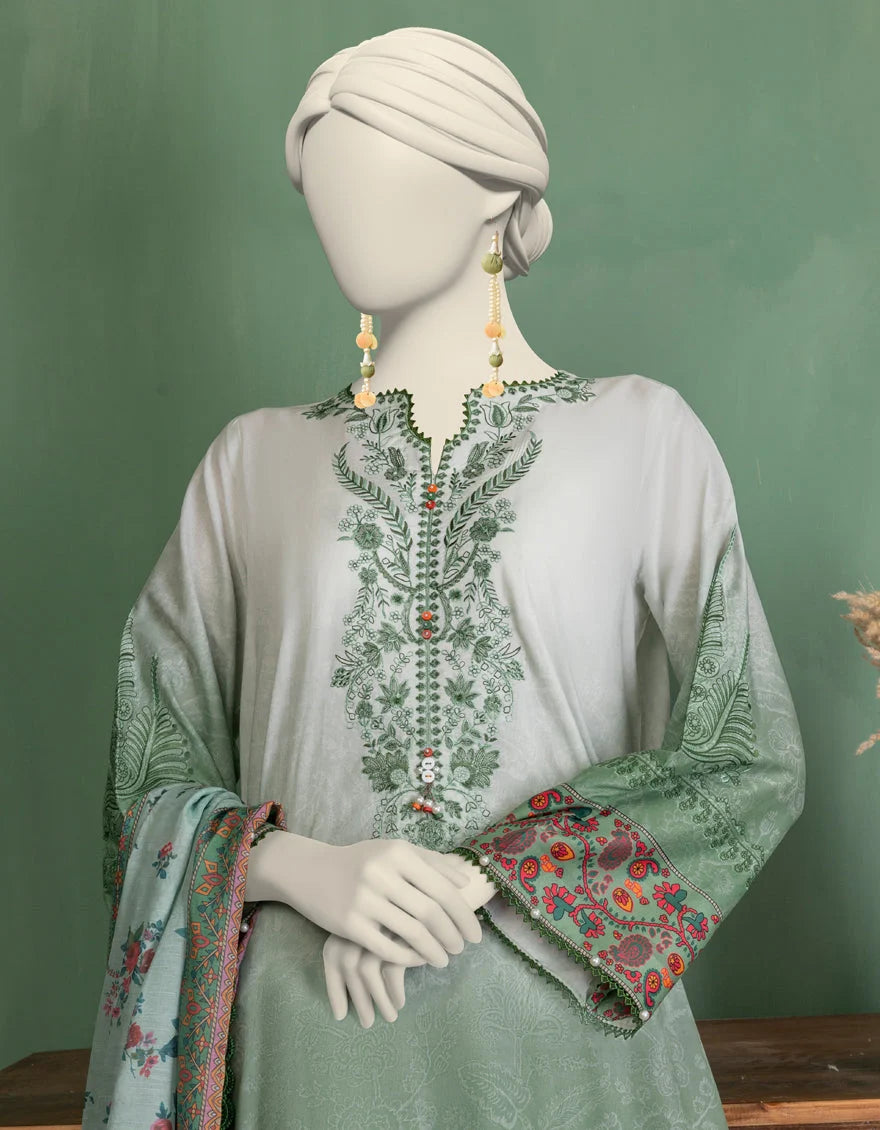 J. Green Lawn Embroidered 3 Piece Unstitched Suit