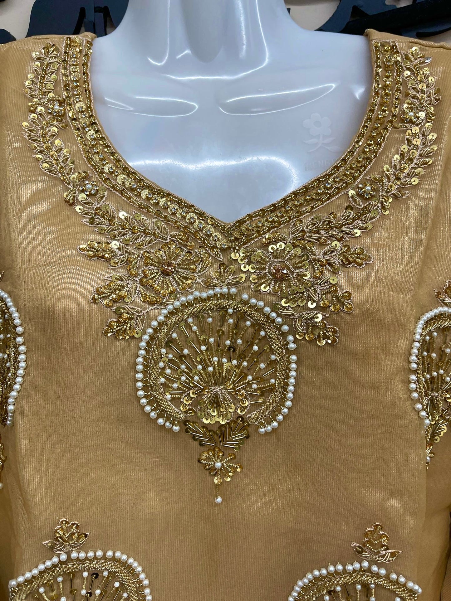 Organza Full Flair Gharara 3PC Beige