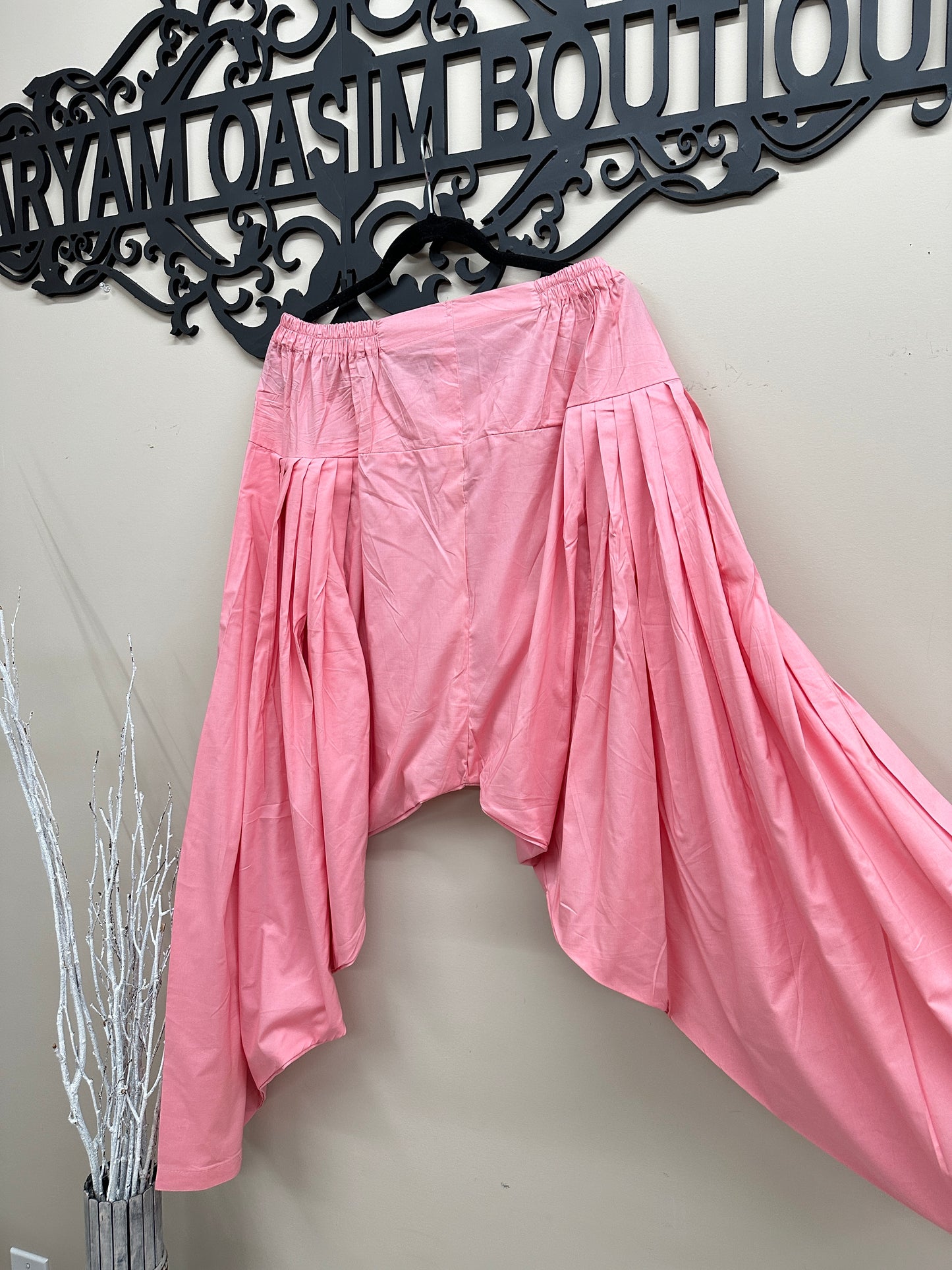 2PC Pink Lilen Shalwar Outfit L
