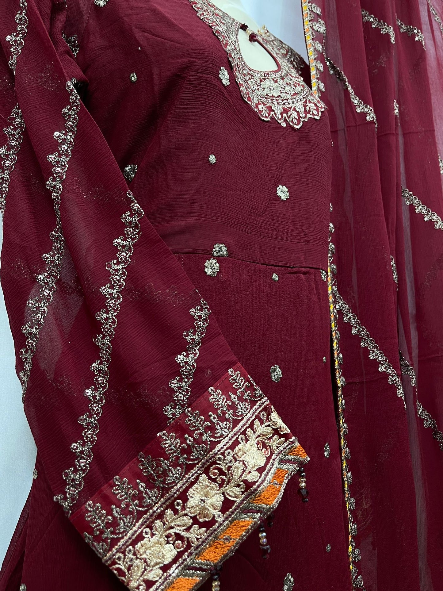 Chiffon Embroidered Long Dress