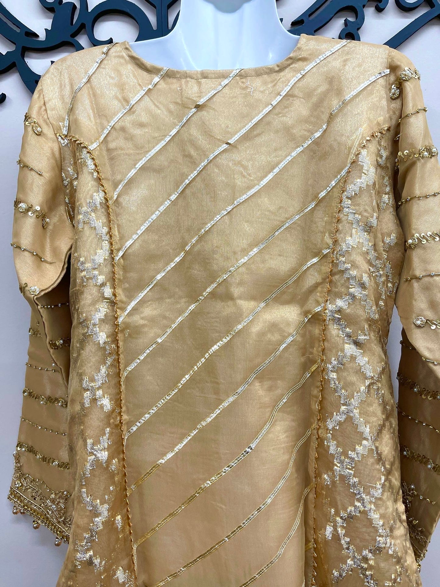 Organza Full Flair Gharara 3PC Beige