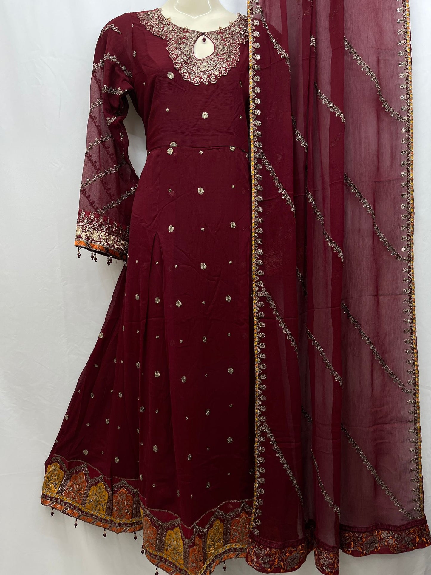Chiffon Embroidered Long Dress