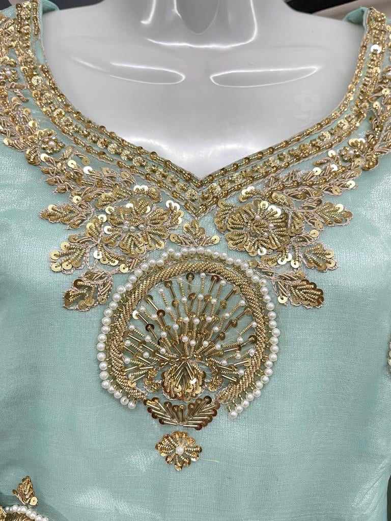 Organza Full Flair Gharara 3PC Blue