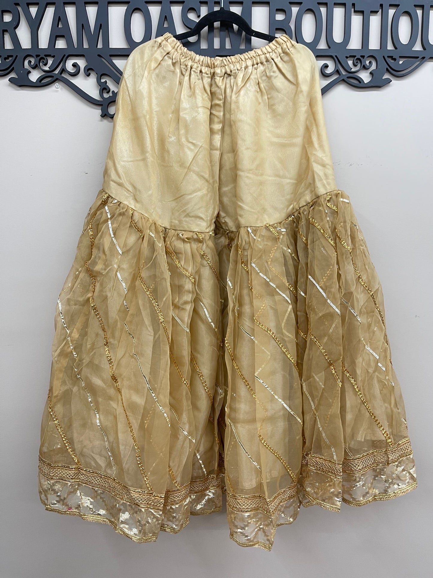 Organza Full Flair Gharara 3PC Beige