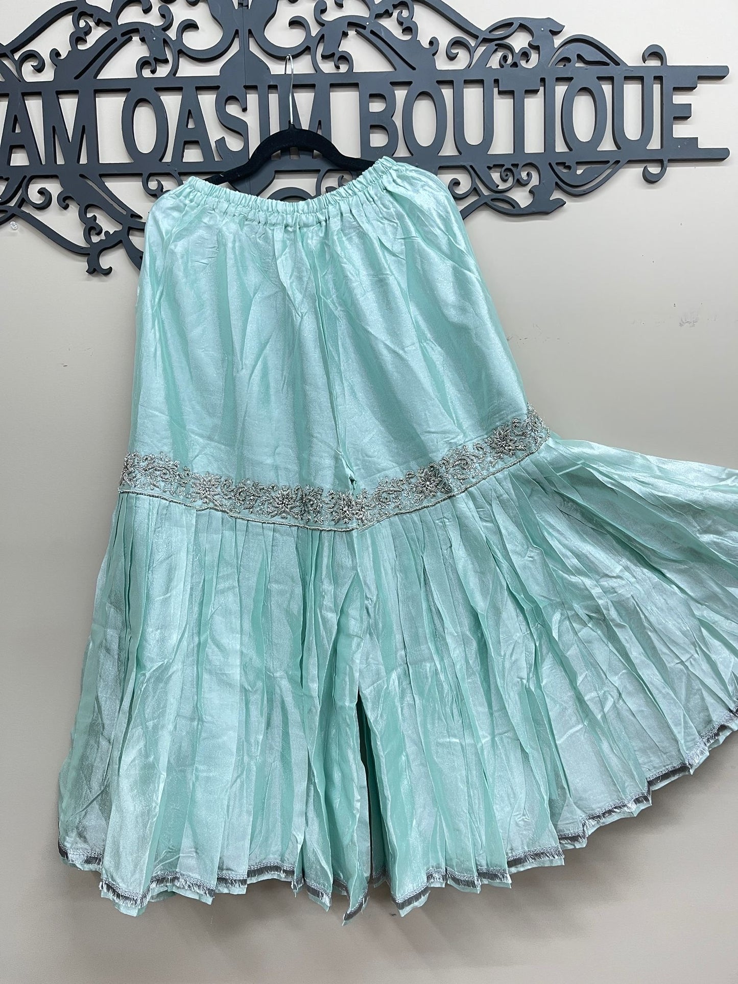 Masoori Silk Gharara Outfit 3PC Ice Blue