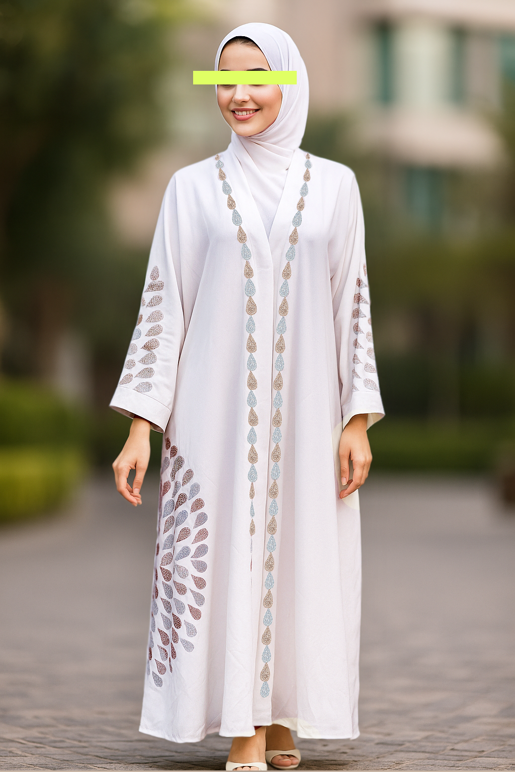 White Embroidered Free-Size Abaya with Matching Scarf – Elegant Modest Wear