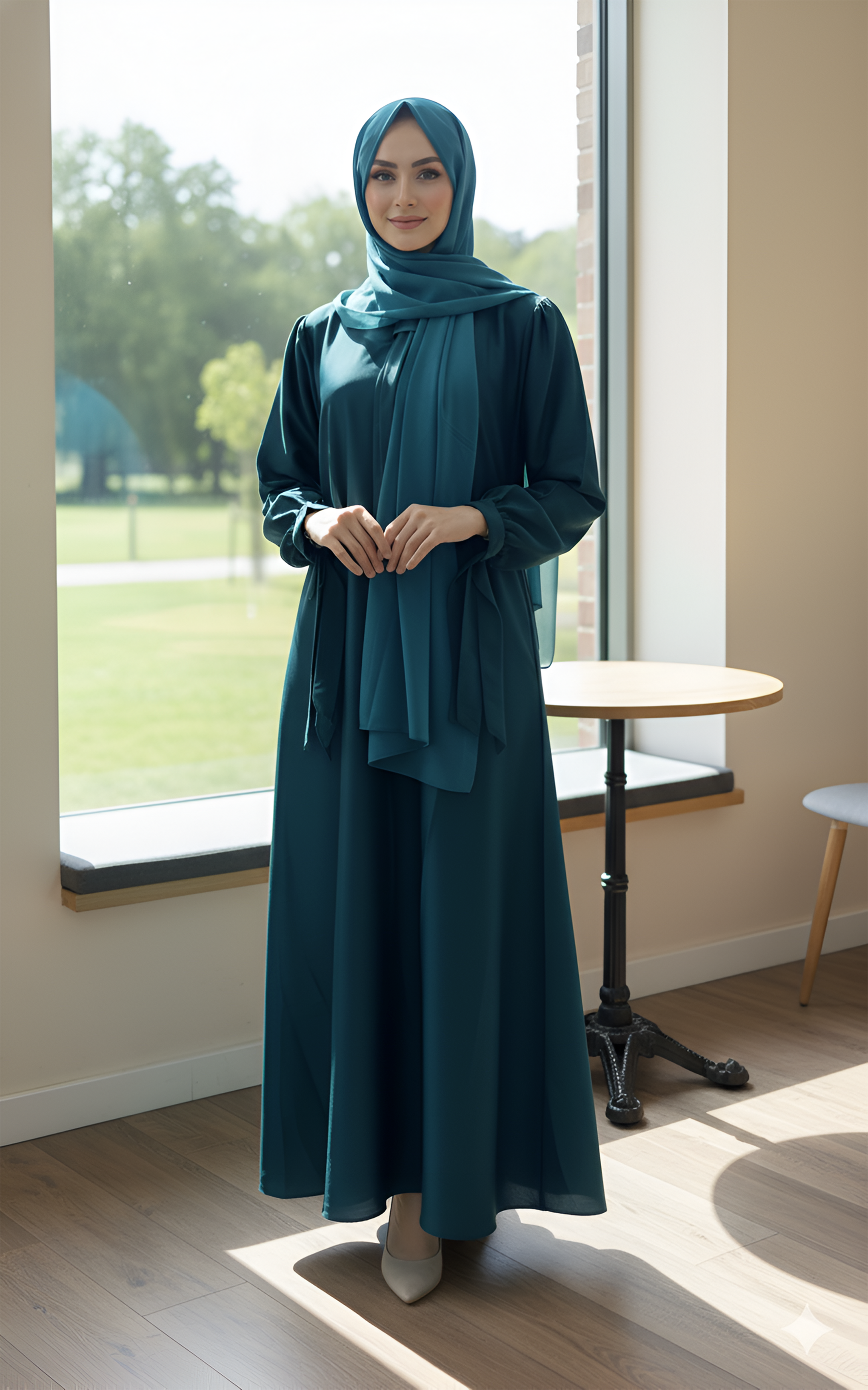 Lightweight Chiffon Modest 2-pcs Abaya with Two Side Pockets