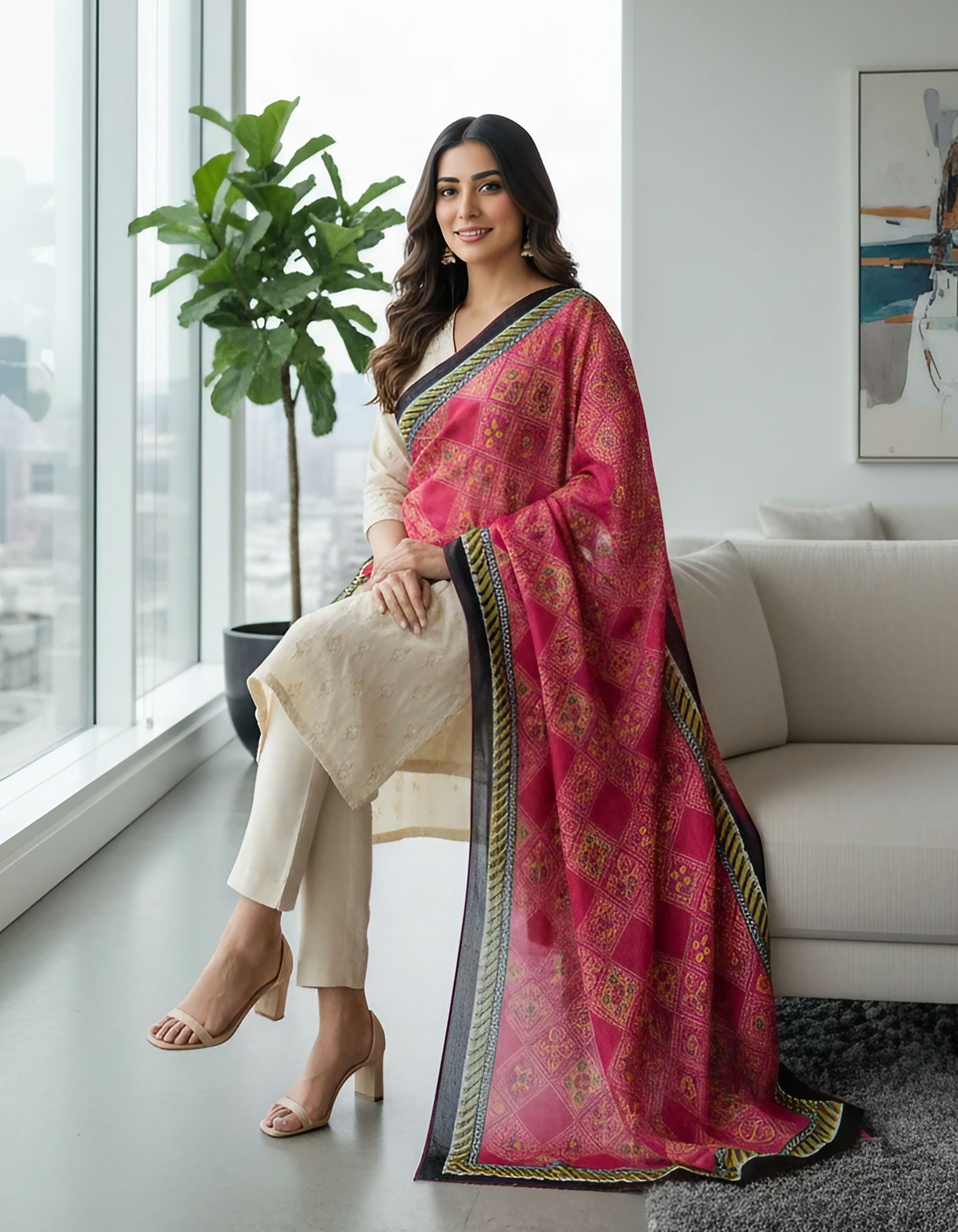 Voile Zari Printed Dupatta – Lightweight & Elegant Chunri Design