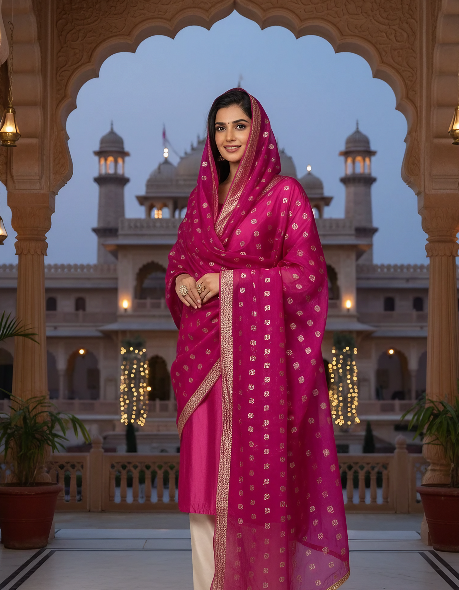 Organza Zari Dupatta with Gota Lace Border – Elegant & Sheer