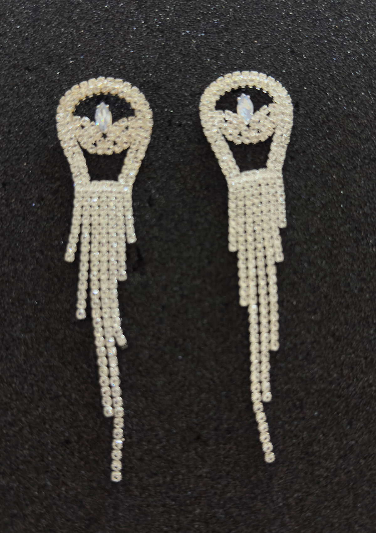Gold Crystal Drop Earrings | Pave Rhinestone Fringe Jewelry