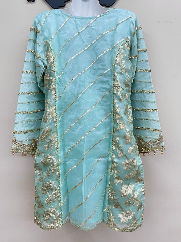 Organza Full Flair Gharara 3PC Blue