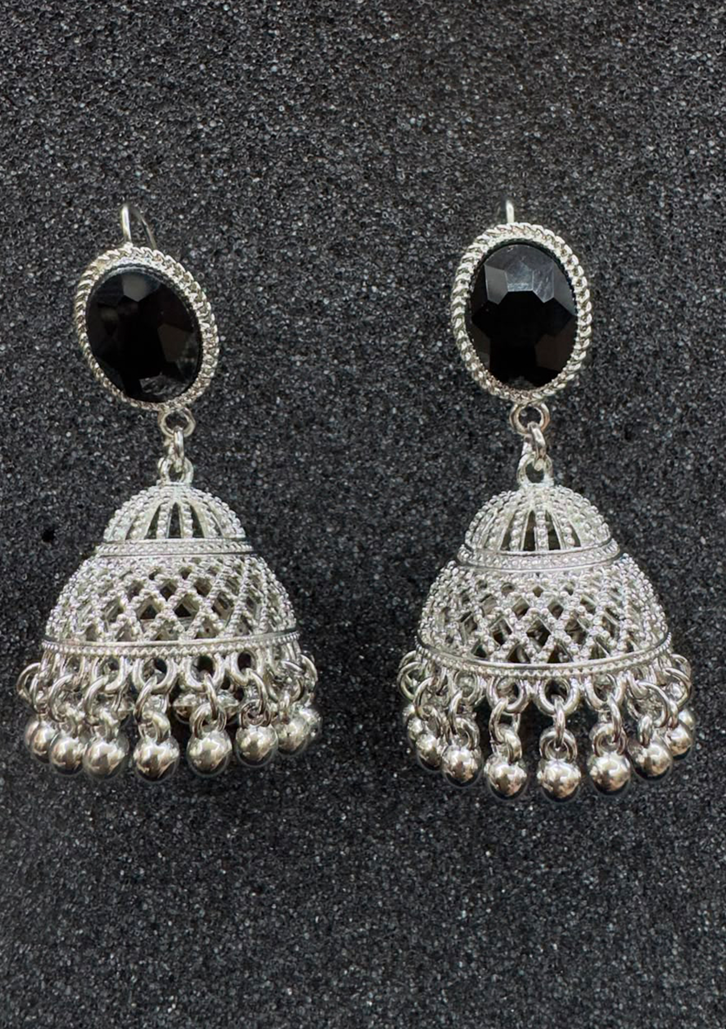 Black & Silver Jhumka Earrings – Traditional Pakistani Jhumki Jewelry