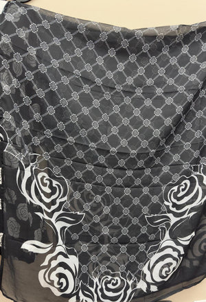 Black casual lawn suit for women with printed dupatta in canada