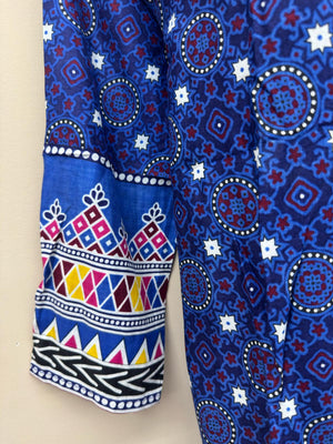 Blue lining kurti top for women with modern casual styling by Maryam Qasim Boutique