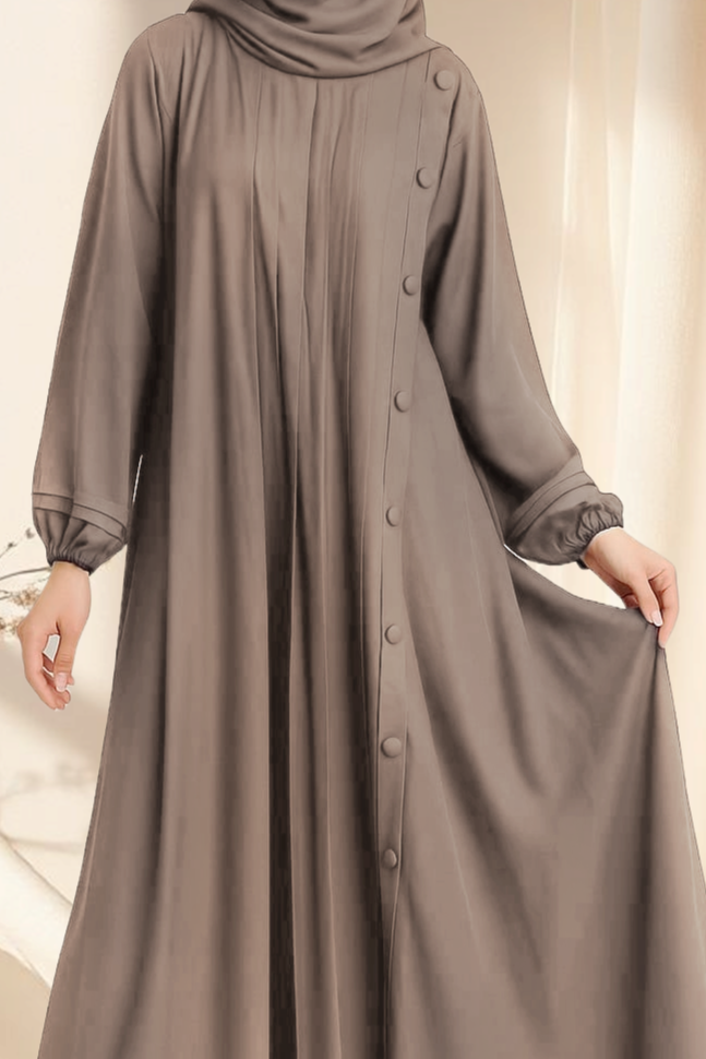 Classic Edition Pleated Abaya with Button Style