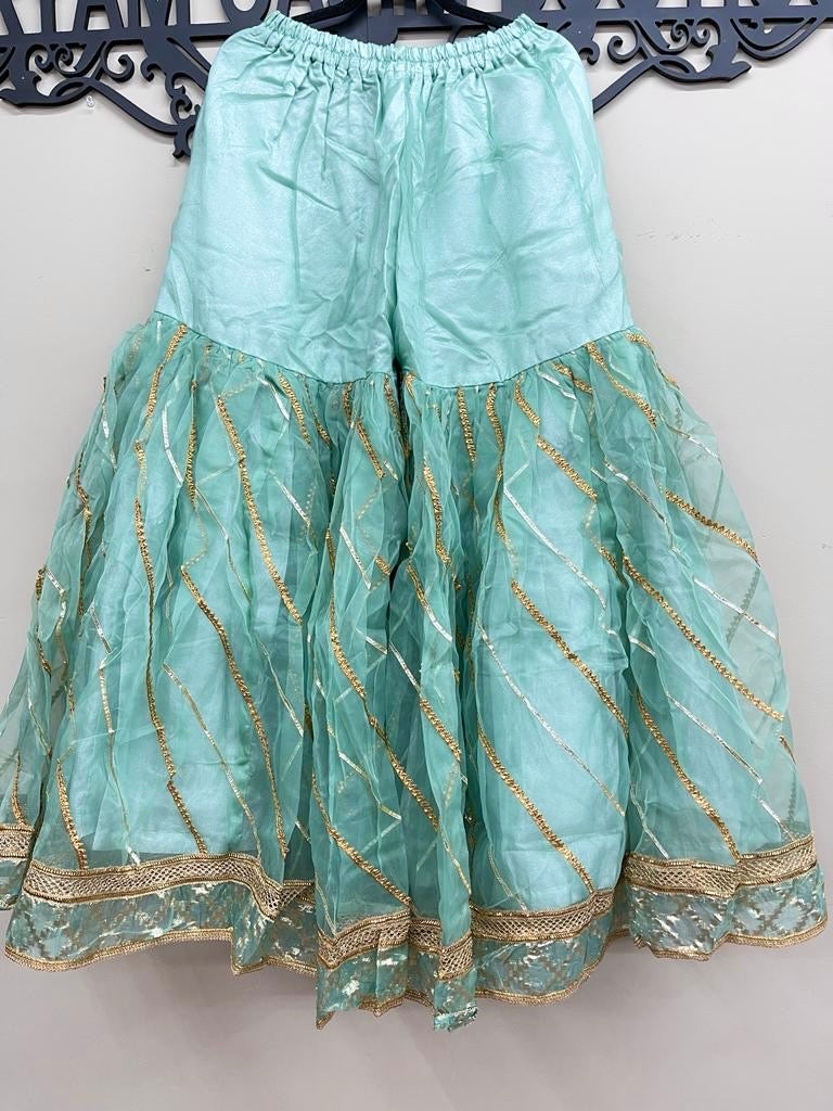 Organza Full Flair Gharara 3PC Blue