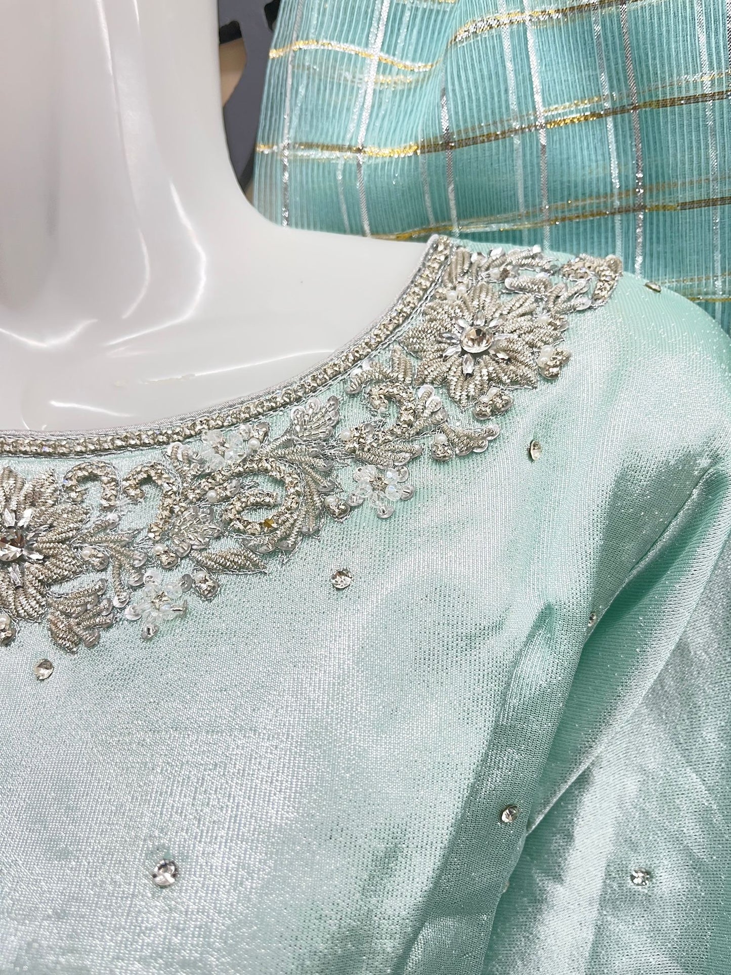 Masoori Silk Gharara Outfit 3PC Ice Blue