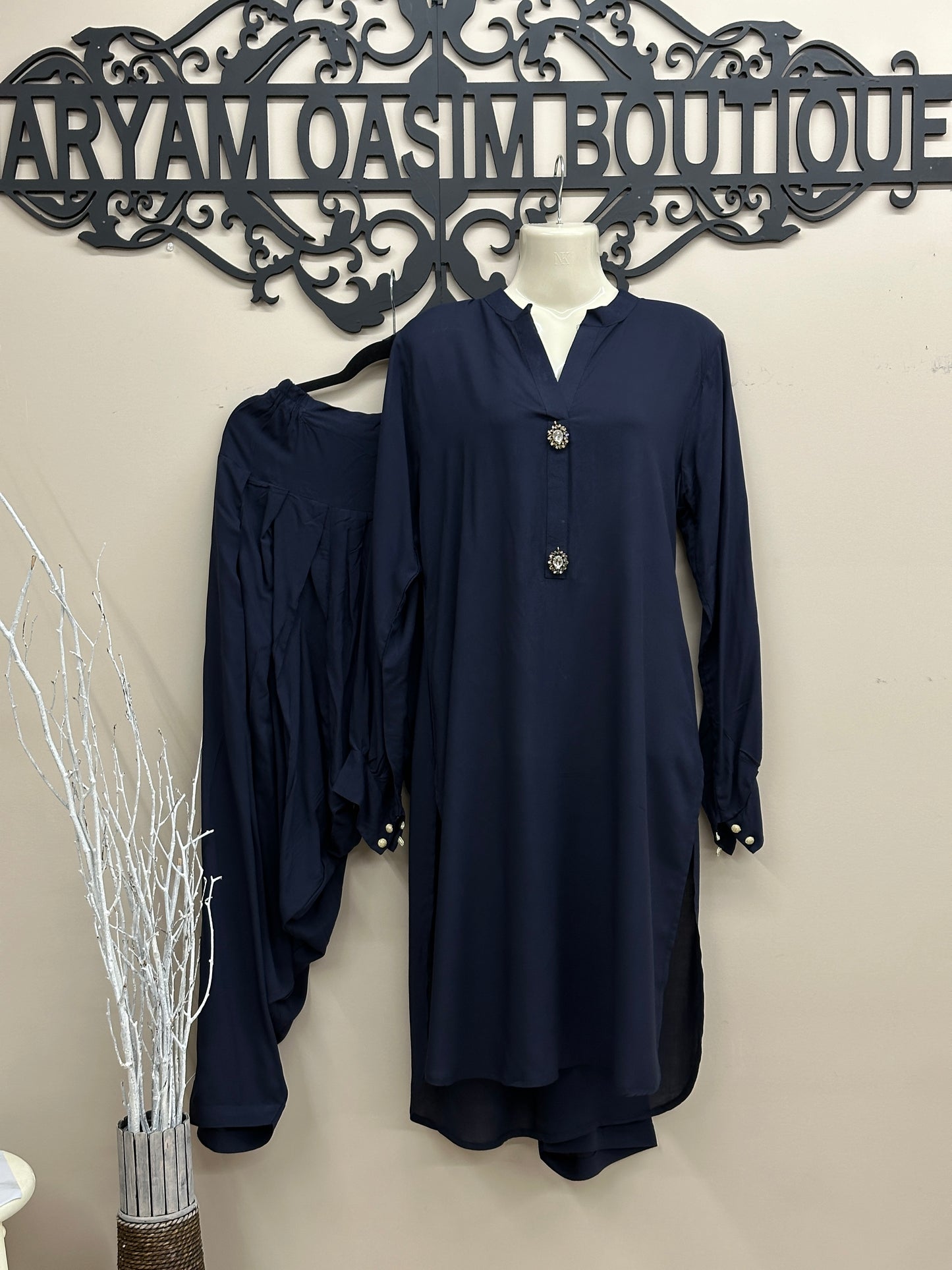 2PC Blue Lilen Shalwar Outfit S-XL