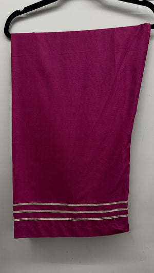 Deep magenta wide chiffon trousers with gota lace detailing