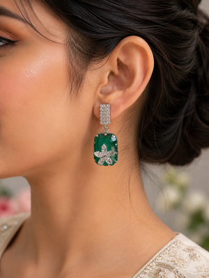 Pakistani Emerald green crystal earrings for women in canada