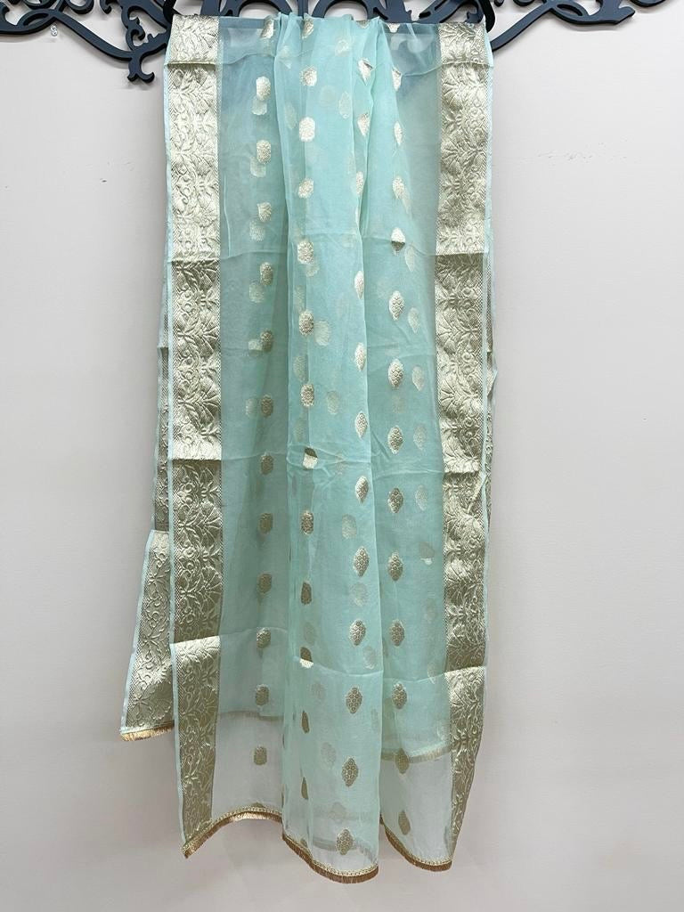 Organza Full Flair Gharara 3PC Blue