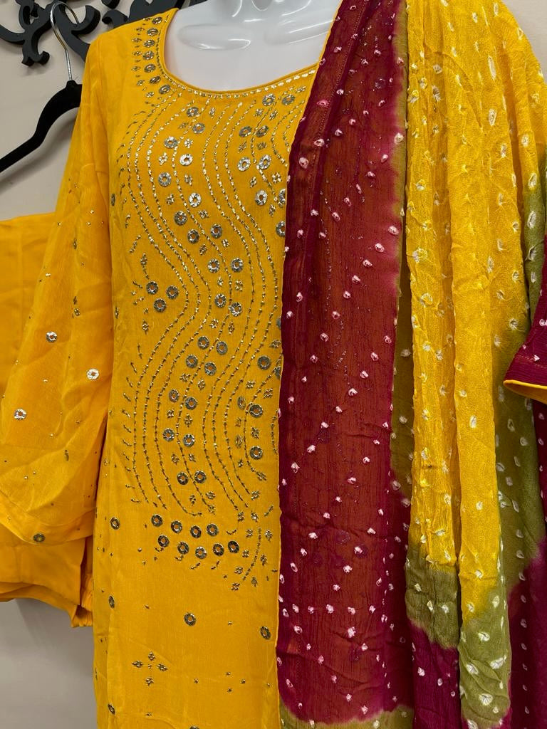 3PC MUKESH OUTFIT CHIFFON