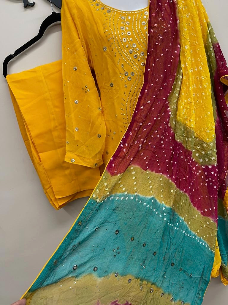 3PC MUKESH OUTFIT CHIFFON