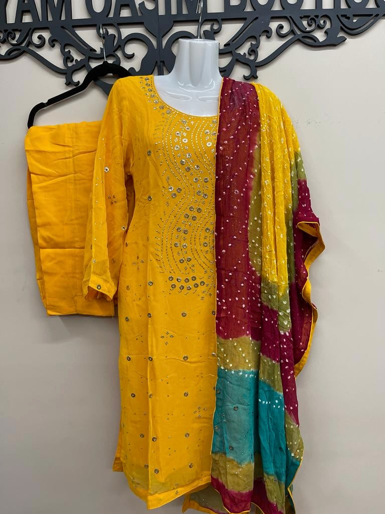 3PC MUKESH OUTFIT CHIFFON