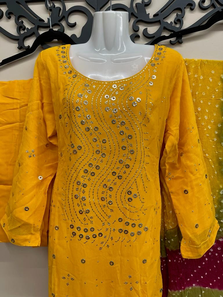 3PC MUKESH OUTFIT CHIFFON