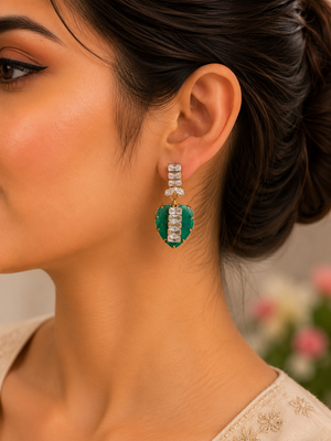 Pakistani Green stone pendant earrings for women in canada