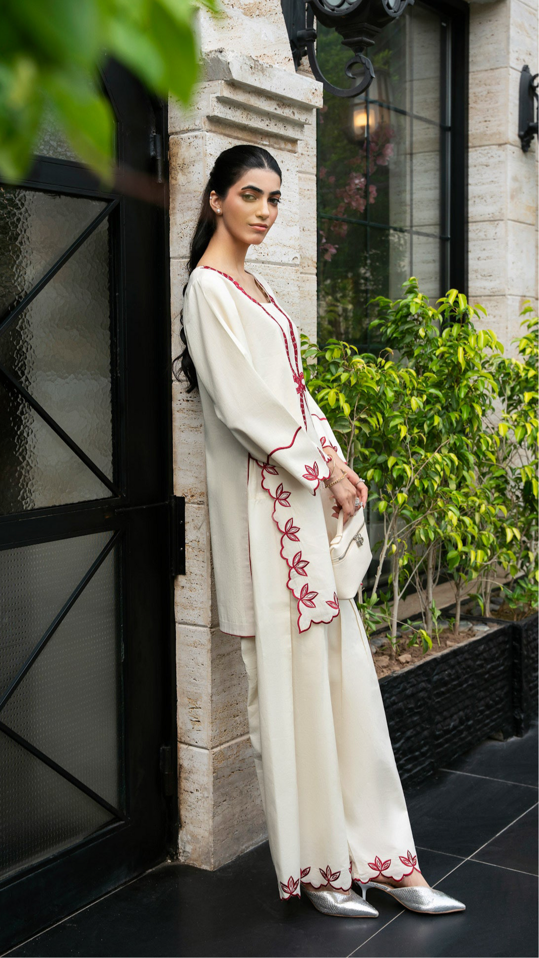 3-Piece Cotton Suit with Chiffon Dupatta