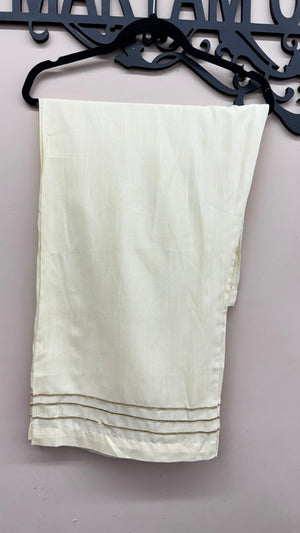 Ivory wide chiffon trousers with embroidered detailing