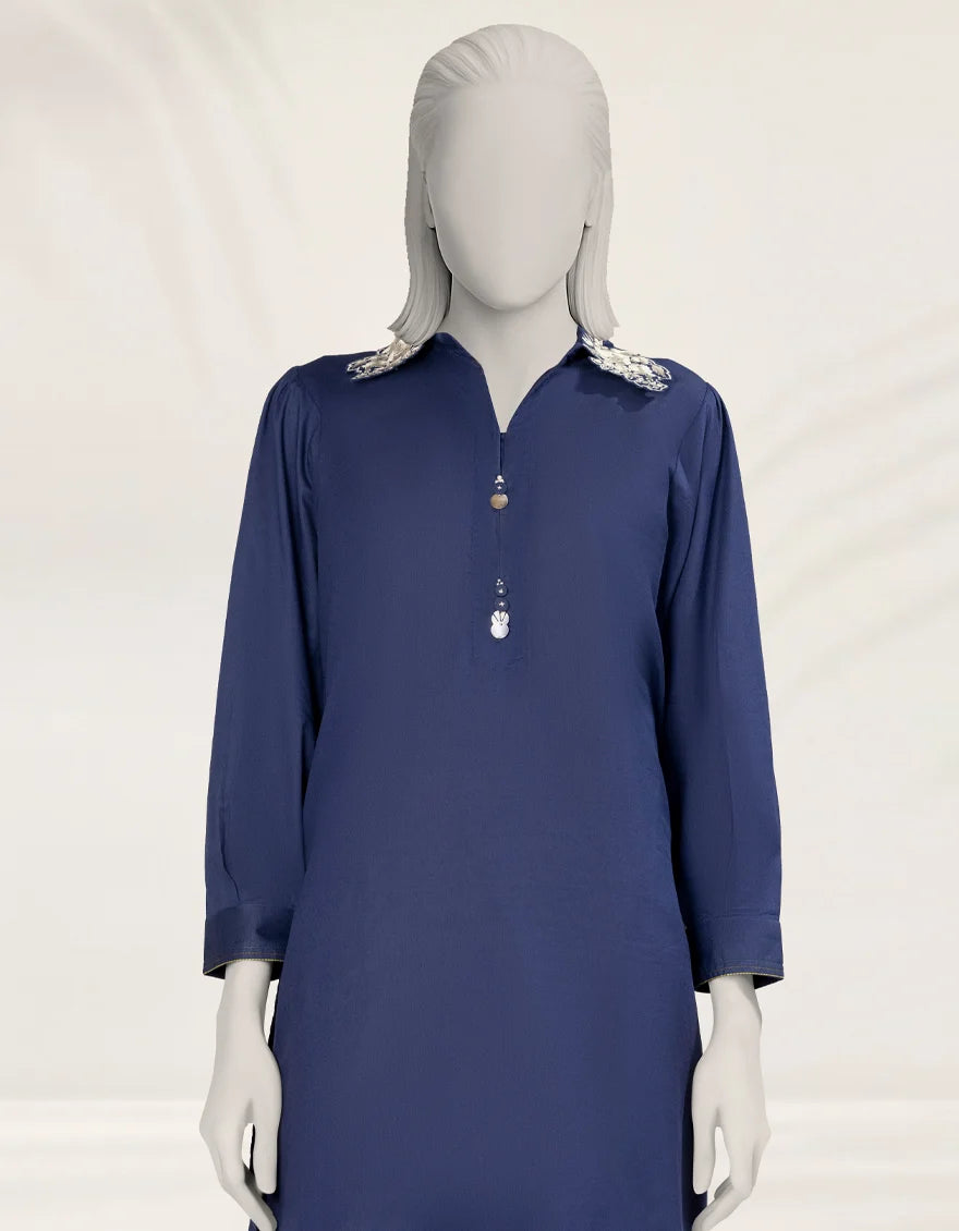 J. Blue Textured 2-Piece Stitched Suit with Azaar
