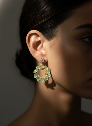 Mint Green Crystal Hoop Earrings for Women