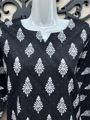 Original Tawakkal black printed lawn 3 piece suit for women with matching dupatta in canada