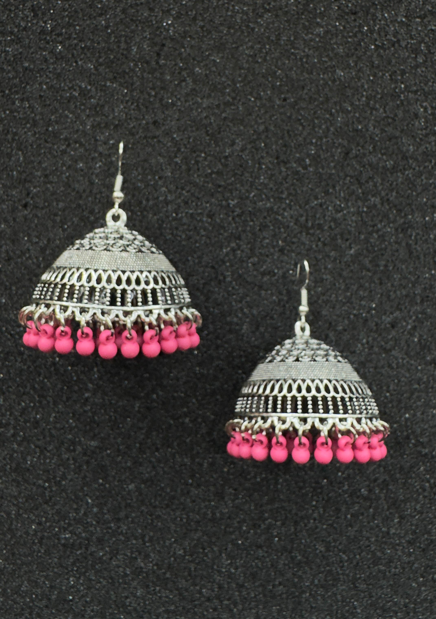 Pink & Silver Pearl Jhumka Earrings – Traditional Pakistani Jewelry