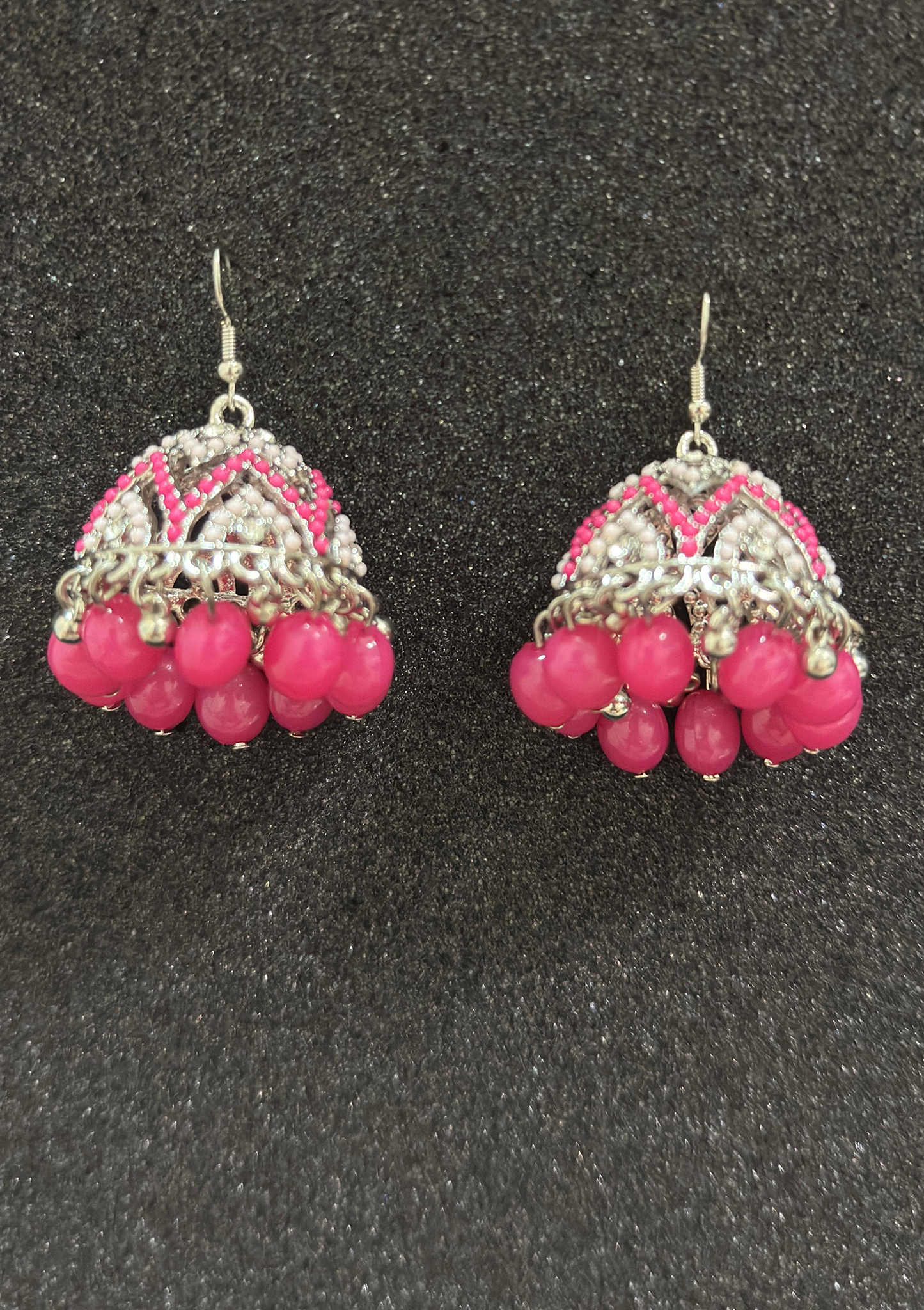 Pink & Silver Jhumka Earrings – Traditional Pakistani Jhumki Jewelry