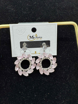 Pink Floral Statement Earrings for Women