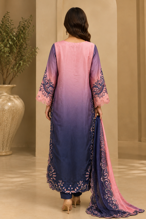 Pink lavender navy Pakistani wedding wear 3-piece outfit