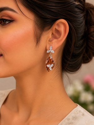 Pakistani Rose gold crystal drop earrings for women in canada
