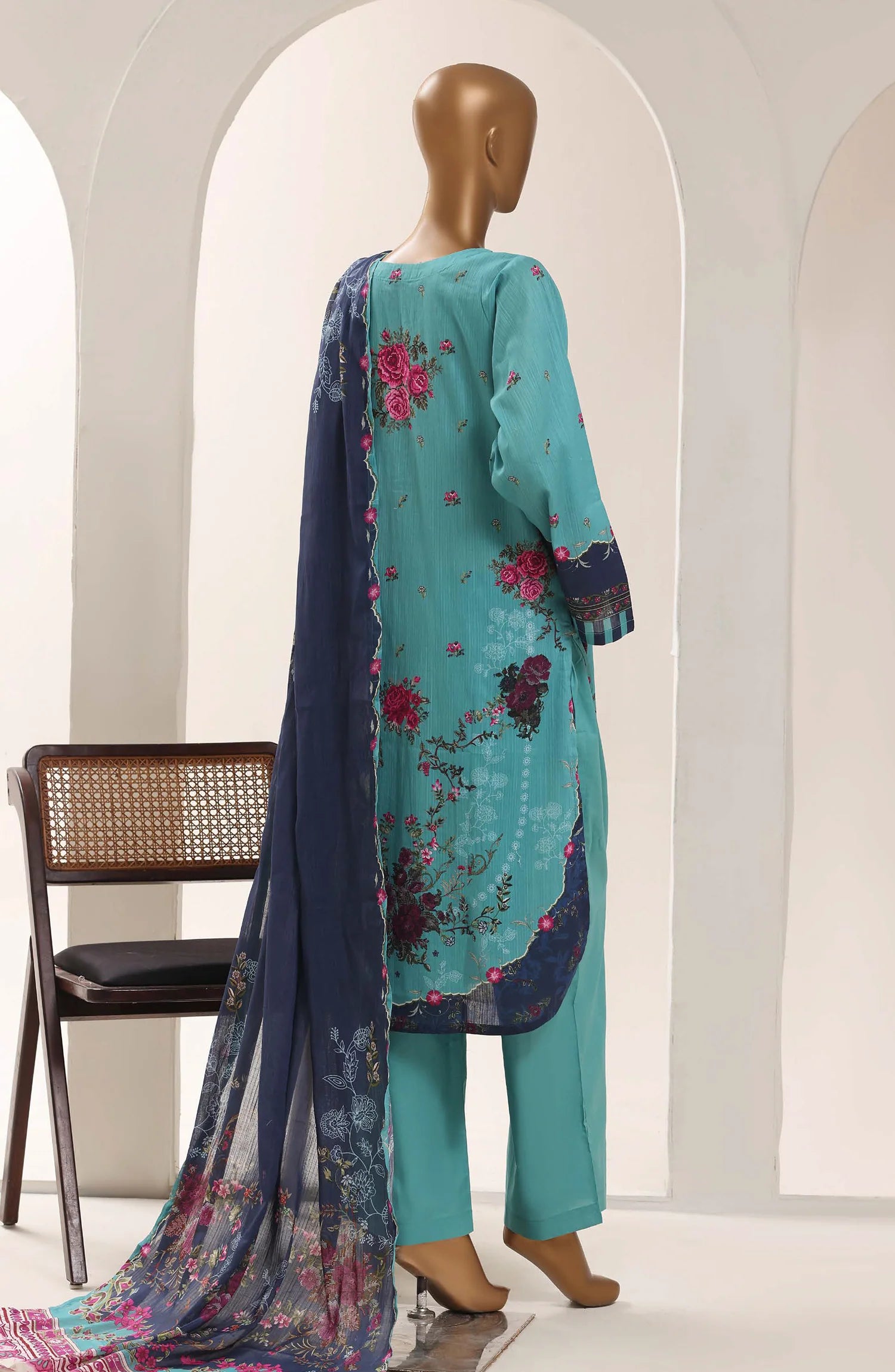 Sadabahar Blue Printed Lawn Stitched 3 Piece Suit – Summer Collection