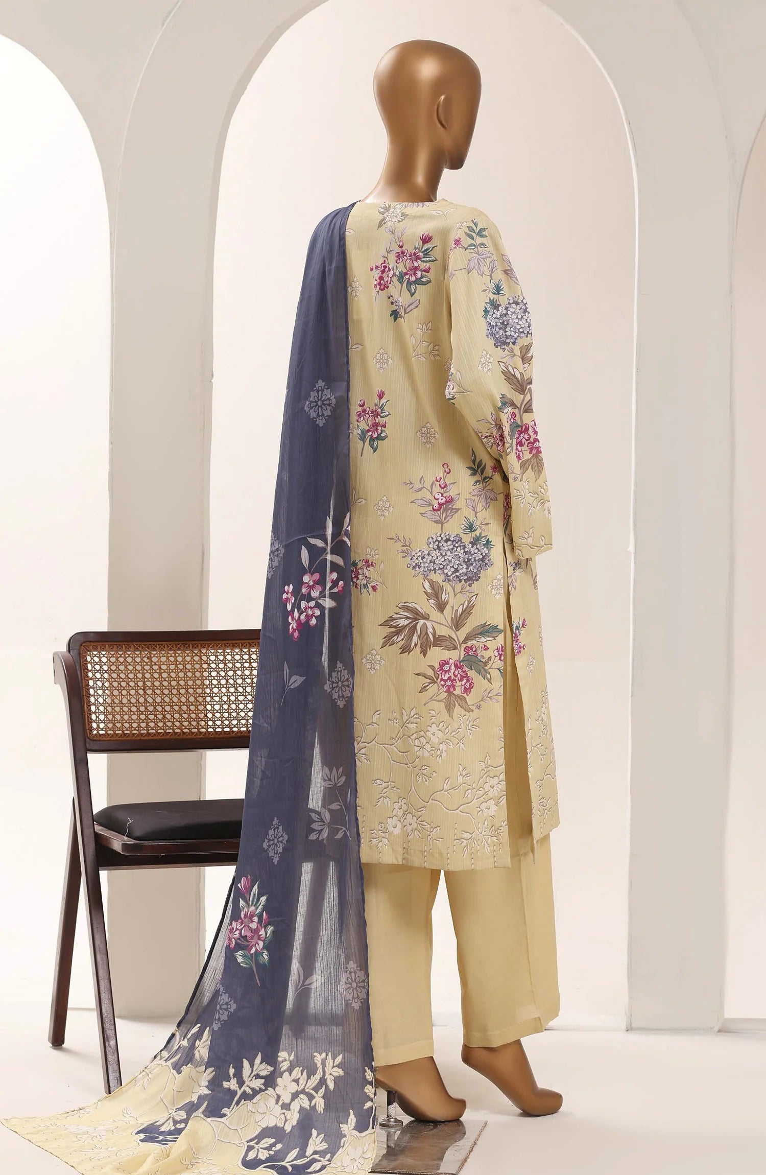 Sadabahar Yellow Printed Lawn Stitched 3 Piece Suit – Summer Collection