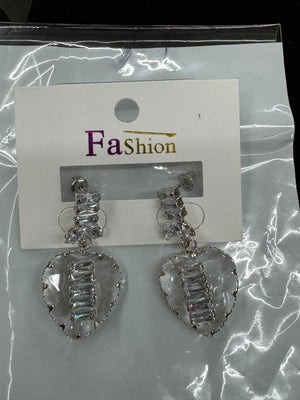 Silver Heart Drop Earrings for Women