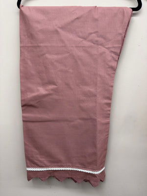 soft pink embroidered cotton 3 piece Pakistani suit with chiffon embroidered dupatta and cotton trousers