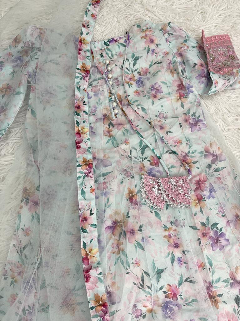 Girl’s Blue Net A-Line Dress 6+
